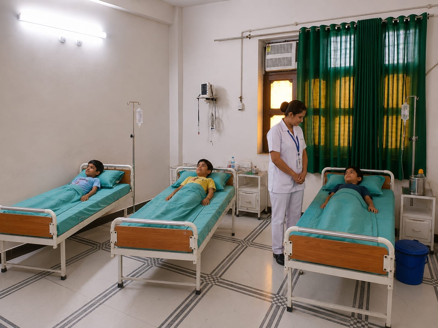 Nurse attending patients in the ward